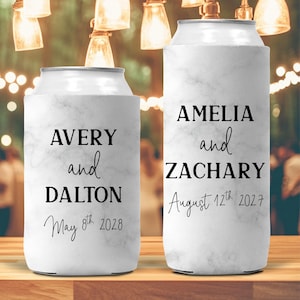 Custom Wedding Can Cooler, Personalized Can Cooler, Custom Wedding Reception Coozie, Monogram Can Cooler, Luxury Wedding Can Holder