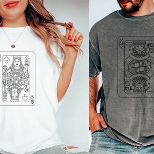 Camicie luna di miele abbinate, camicia da sposi King e Queen, camicia da sposa e sposo, maglia da sposi bianca e nera, maglietta coordinata con colori comfort