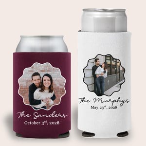 Photo Wedding Can Cooler, Custom Photo Can Cooler, Personalized Wedding Can Cooler, Custom Picture Can Cooler, Wedding Cozie with Photo