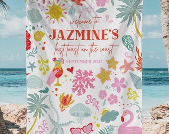 Custom Beach Bachelorette Banner, Last Toast on the Coast, Coastal Party Decor