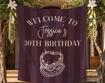 30th Birthday Party Decorations, 40th Birthday Banner, Custom Decor, Personalized Tapestry Backdrop