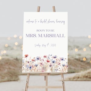 Wildflower Bridal Shower Sign, Bridal Shower Welcome Sign, Acrylic Bridal Shower Welcome Sign, Custom Bridal Shower Entrance Sign