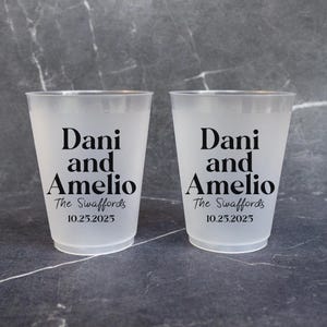 Personalized Frosted Wedding Cups, Custom Wedding Cups, Wedding Frosted Cups, Custom Name Wedding Cups, Wedding Souvenirs, Cocktail Cups