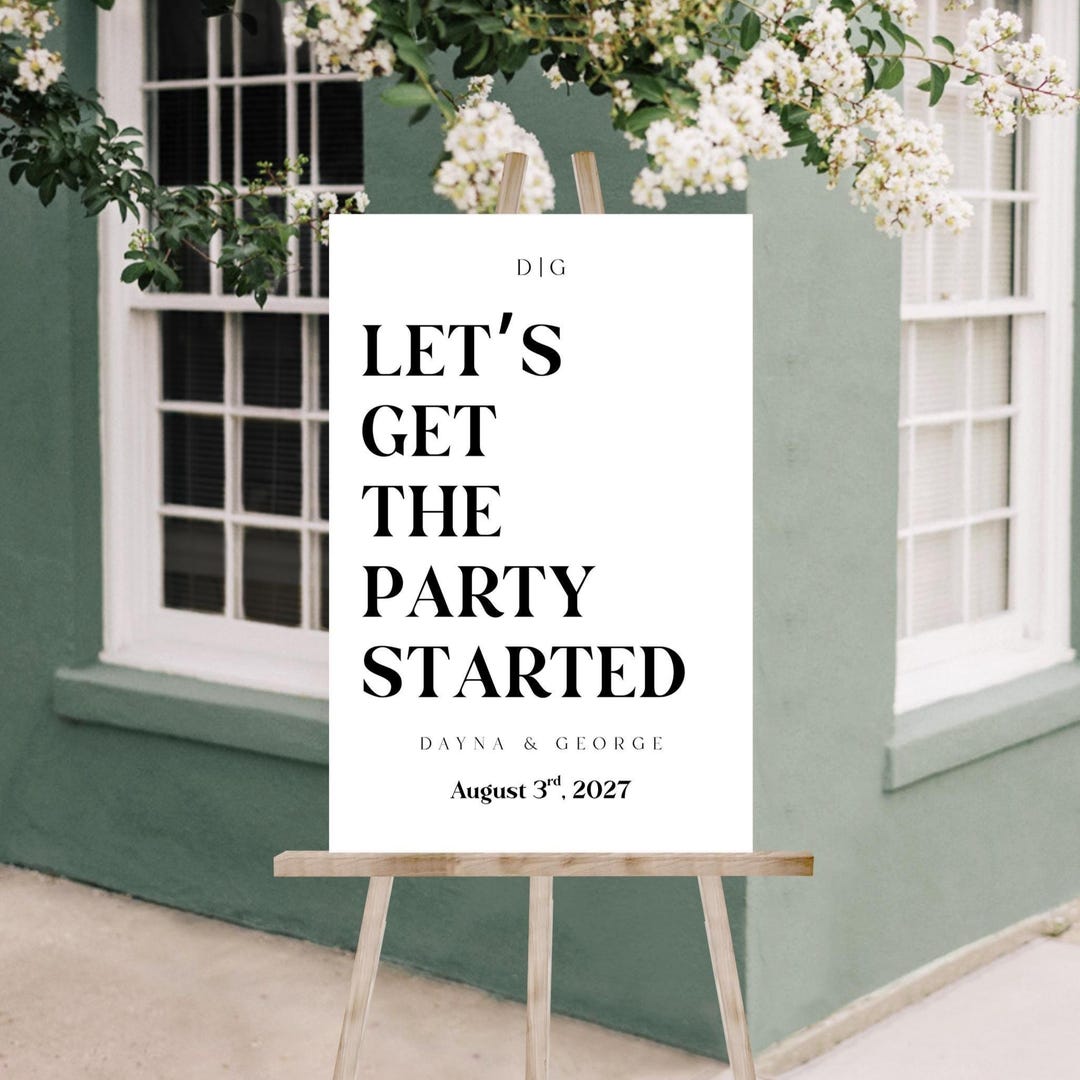 Let’s Get the Party Started Sign | Wedding Reception Welcome Sign ...