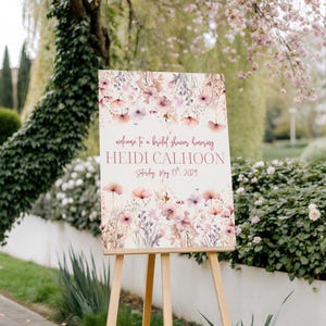 Floral Bridal Shower Welcome Sign, Wildflower Bridal Shower Sign, Acrylic Bridal Shower Welcome Sign, Bridal Shower Entrance Sign Wildflower