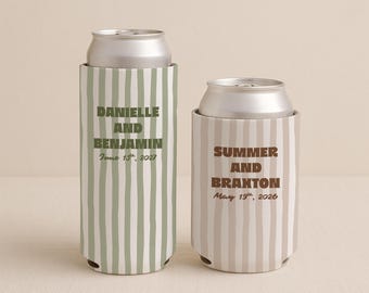 Custom Wedding Can Coolers, Wedding Reception Party Favors, Personalized Coolies
