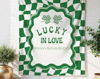 Lucky In Love Bachelorette Banner, St Patricks Day Banner, St Patricks Day Bachelorette Party Decor