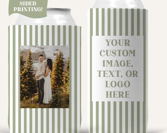 Refroidisseurs de canettes personnalisés, Refroidisseurs de canettes avec photo personnalisée, Refroidisseur de canettes avec logo à rayures, Refroidisseur de canettes personnalisé pour mariage, Cadeaux d'invités en gros