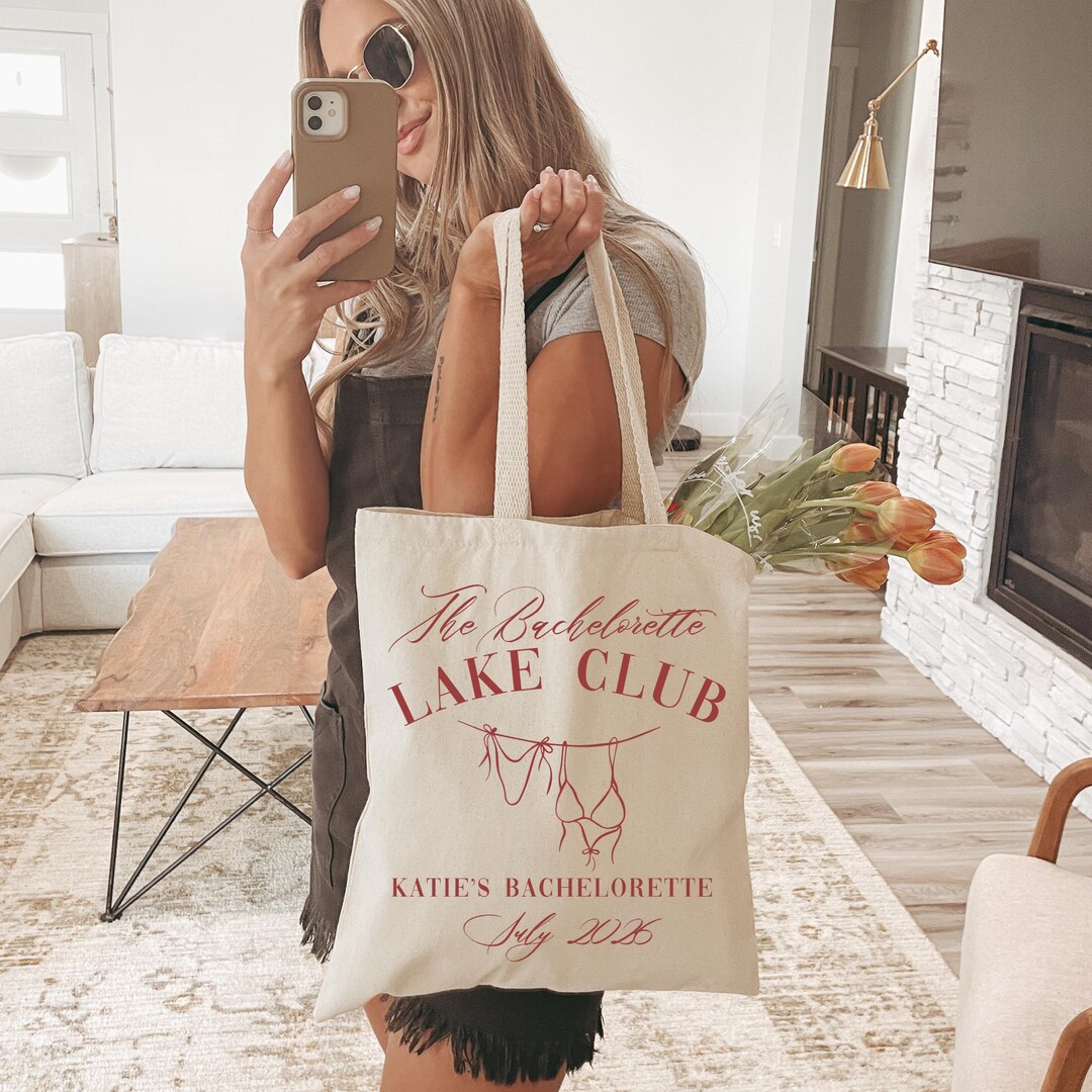 Custom Bachelorette Tote, Lake Bachelorette Bags, Bridal Party Gift ...