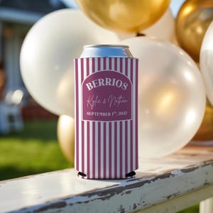 Wedding Can Cooler, Personalized Can Cooler Wedding, Wedding Favor, Slim Can Cooler, Wedding Reception Coozy, Custom Can Cooler, Beer Holder