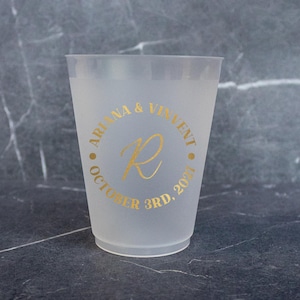 Wedding Cups Frosted, Wedding Toast Cups, Wedding Frost Cups, Shatterproof Cups, Custom Frosted Wedding Cups, Wedding Souvenir, Monogram Cup