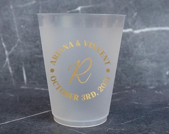 Wedding Cups Frosted, Wedding Toast Cups, Wedding Frost Cups, Shatterproof Cups, Custom Frosted Wedding Cups, Wedding Souvenir, Monogram Cup
