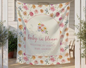 Baby In Bloom Shower Banner, Spring Baby Shower Decorations, Floral Baby Shower Sign
