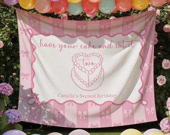 Second Birthday Girl Banner, 2nd Birthday Sign, Have Your Cake And Eat It Two