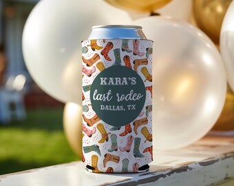 Last Rodeo Bachelorette Can Coolers, Western Bachelorette Coozies, Custom Bachelorette Party Favors
