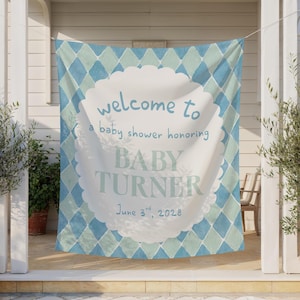 Custom Baby Shower Welcome Tapestry, Baby Boy, Personalized Baby Shower Welcome Banner For Boy, Baby Boy Shower Sign, Custom Welcome Sign