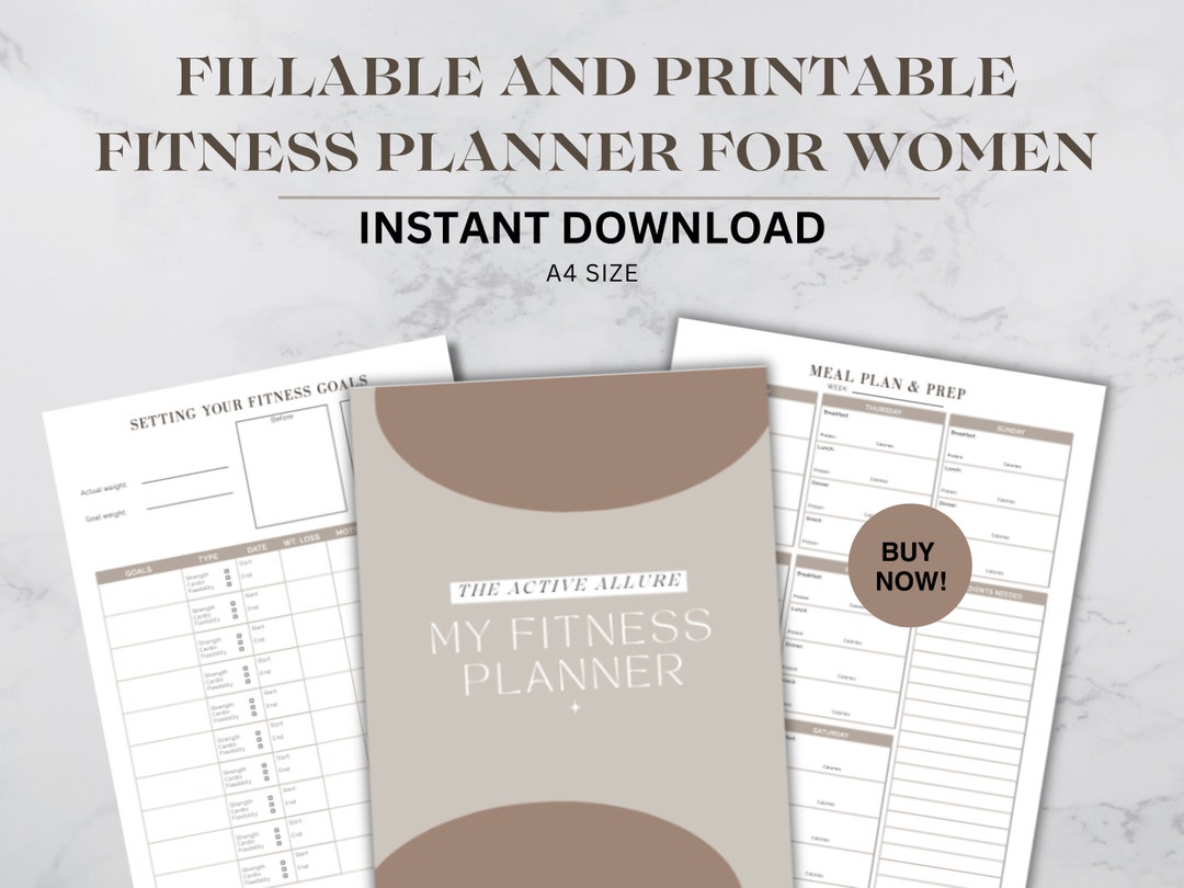 Fitness Planner for Women Fillable and Printable Planner - Etsy