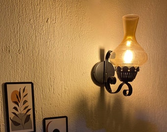 Handmade Gas Lantern Wall Sconce: Nostalgic Black Metal Lighting