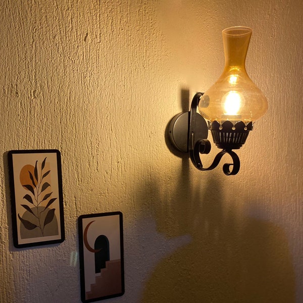 Gas Laternen Stil Wandleuchte - Nostalgie Wand Leuchte - Gas Lampe Beleuchtung - Handgemachte Wand Leuchte - Design Wand Leuchte