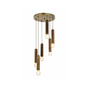 Wooden Multi Lamp Pendant Chandelier: Rustic Home Decor
