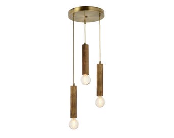 Wooden Multi-Lamp Pendant Chandelier: Rustic Home Lighting