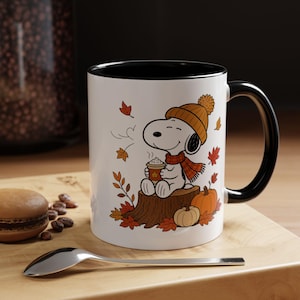 Cozy Fall Coffee Mug, Autumn Coffee Lover Mug, Woodland Fall Leaves Cup, Seasonal Coffee Mug, Cute Autumn Gift image 2