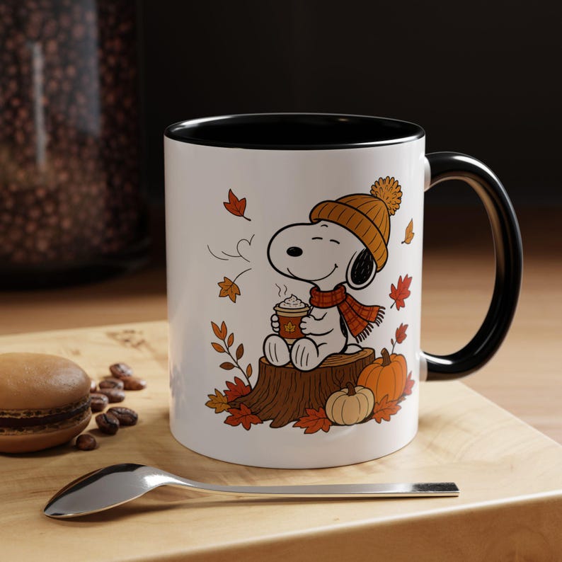 Cozy Fall Coffee Mug, Autumn Coffee Lover Mug, Woodland Fall Leaves Cup, Seasonal Coffee Mug, Cute Autumn Gift image 2