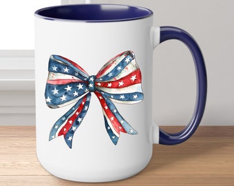 Taza de café del 4 de julio, taza con estrellas y rayas, regalo del Día de la Independencia