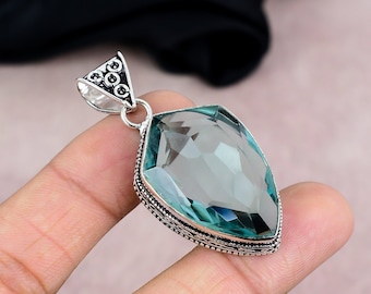 Kite Aquamarine Pendant, Vintage Style 925 Sterling Silver