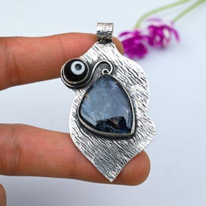 Dainty Sodalite Statement Pendant 925 Sterling Silver Pendant Sodalite Silver Pendant Evil Eye Gemstone Handmade Jewelry, Party Wear Gift