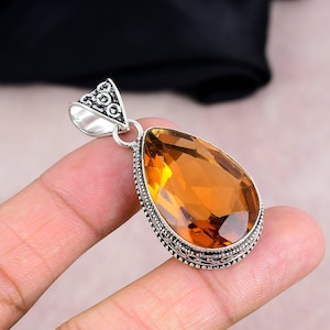 Citrine Gemstone Handmade Pendant 925 Silver Plated Pendant Antique Jewelry Vintage Style Pendant Handmade Jewelry Anniversary Gifts