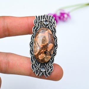 Red Poppy Jasper Gemstone Pendant Necklace, 925 Sterling Silver Necklace, Handmade Red Poppy Jasper Necklace Silver Jewelry, Gift For Her