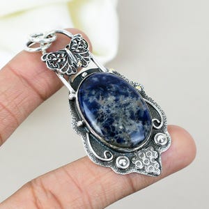 Ciondolo in argento sodalite, ciondolo con pietra preziosa sodalite, gioielli in argento sterling 925, gioielli in argento sodalite naturale con pietra preziosa, regalo per lei