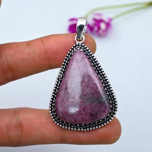 Natural Rhodonite Pendant 925 Sterling Silver Pendant Handmade Stylish Pendant Designer Pendant Rhodonite Gemstone Pendant Anniversary Gift