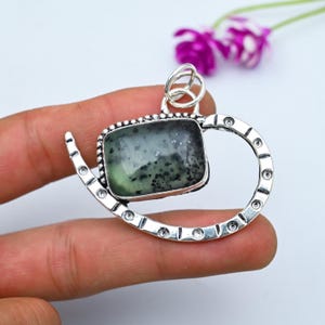 Prehnite Pendant 925 Sterling Silver Pendant Prehnite Gemstone Pendant Handmade Silver Gemstone Jewelry Prehnite Pendant For Necklaces