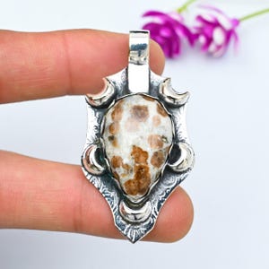 Natural Spessartine Pendant 925 Sterling Silver Necklace Unique Spessartine Gemstone Boho Jewelry Handmade Fine Jewelry Pendant Gift for Her