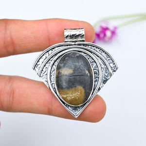 Picasso Jasper Boho Pendant Necklace 925 Sterling Silver jewelry Handmade Pendant Natural Picasso Jasper Gemstone Necklace Unique Gift