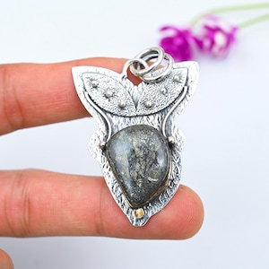 Natural Marcasite Pendant 925 Sterling Silver Handmade Pendant Dainty Marcasite Gemstone Pendant Fish Shape Handmade Gift For Her