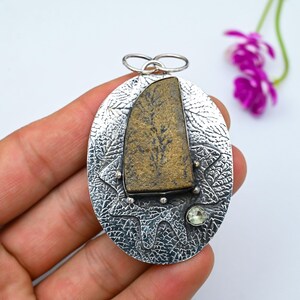 Beautiful Psilomelane German Dendrite Pendant 925 Sterling Silver Pendant Citrine Gemstone Pendant Handmade Jewelry Party Wear Gift
