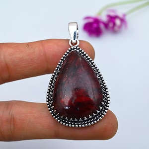 Red Fire Labradorite Pendant Gemstone Pendant Handmade Pendant 925 Sterling Silver Pendant Boho Style Jewelry Gift For Him Brand New Pendant