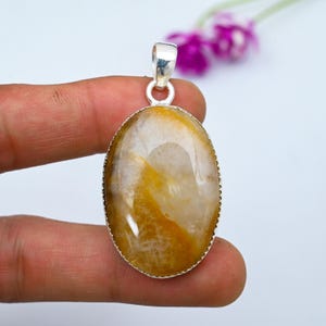 Natural Fossil Coral  Silver Pendant 925 Sterling Silver Fossil Coral Gemstone Pendant Silver Jewelry Designer Pendant, Gift For Christmas