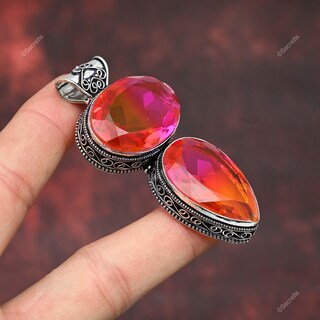 Collana Ciondolo Rettangolare Bicolore Argento E Tormalina – Pietra Preziosa Sintetica