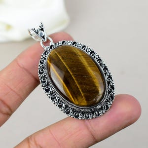 Natural Tiger Eye Pendant High Quality Gemstone Pendant 925 Sterling Silver Pendant Amazing Pendant Handmade Jewelry Engagement Gifts