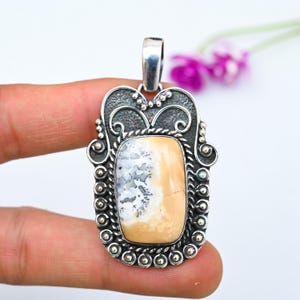Natural Maligano Jasper Pendant Necklace 925 Sterling Silver Handmade Jewelry Maligano Jasper Gemstone Boho Jewelry Initial Silver Pendant