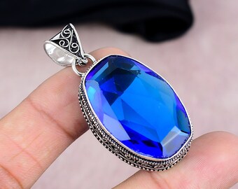 Ciondolo pietra preziosa quarzo tanzanite fatto a mano gioielli Ciondolo pietra preziosa quarzo tanzanite fatto a mano gioielli