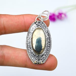 Natural Golden Apache Pyrite Gemstone Pendant, Handmade Silver Pendant, 925 Sterling Silver Jewelry Pendant, Apache Pyrite Jewelry For Gift