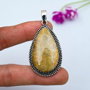 Natural Fossil Coral Pendant 925 Sterling Silver Pendant Handmade Stylish Pendant Designer Pendant Fossil Coral Gemstone Pendant Women Gift