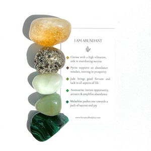 I Am Abundant | positive affirmation crystal kit | pocket stones | crystals for inviting success and prosperity