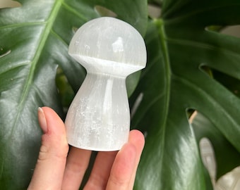 Selenite Mushroom | white selenite | mushroom crystal carving | cleansing stone