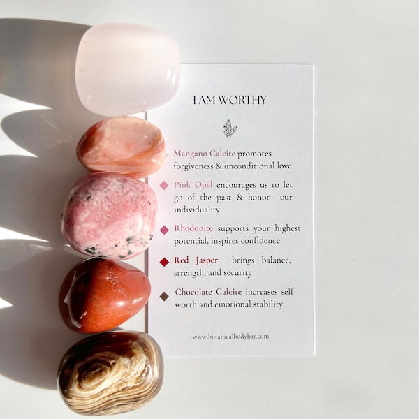 Self-Love Crystal Set: Mangano Calcite, Pink Opal, Rhodonite, Red Jasper